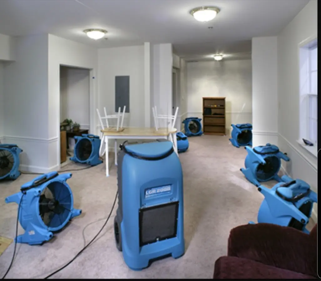 Air movers and dehumidifier setup for Water Extraction & Removal in Griffith